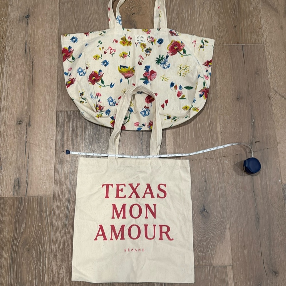 Two Sezane Canvas totes -Austin Tx pop up and G Kero collab